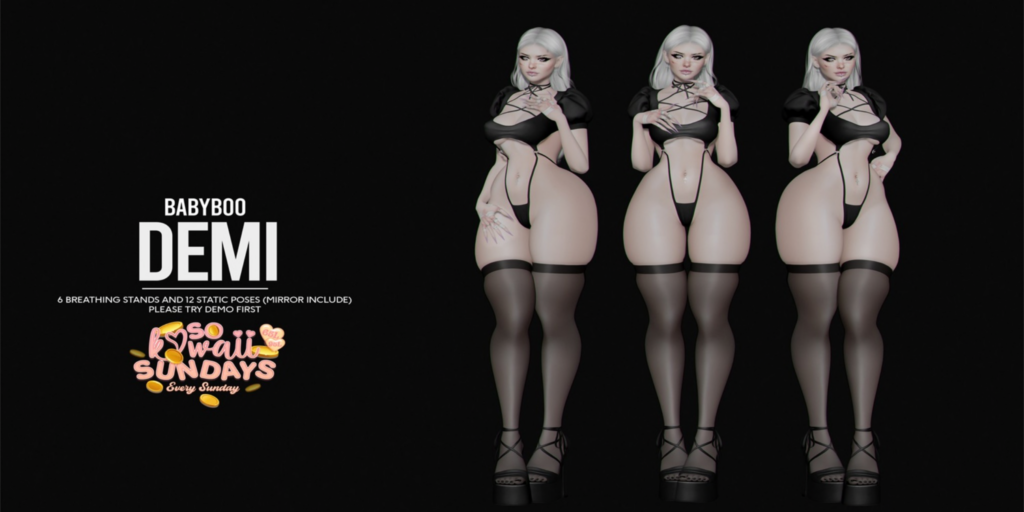 Demi Poses	&lt;a href=&quot;http://maps.secondlife.com/secondlife/Cult%20Grounds/16/23/1022&quot;&gt;Teleport&lt;/a&gt;