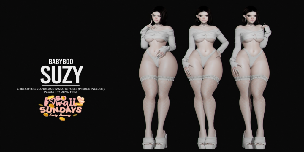 Suzy Poses	&lt;a href=&quot;http://maps.secondlife.com/secondlife/Cult%20Grounds/16/23/1022&quot;&gt;Teleport&lt;/a&gt;
