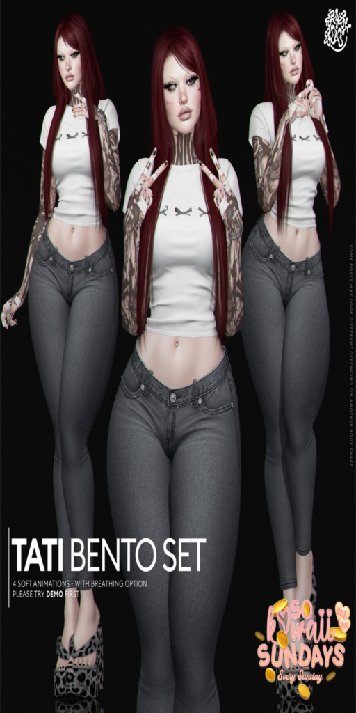Tati Poses	&lt;a href=&quot;http://maps.secondlife.com/secondlife/Cult%20Grounds/16/23/1022&quot;&gt;Teleport&lt;/a&gt;