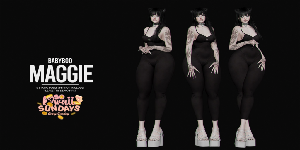 Maggie Poses	&lt;a href=&quot;http://maps.secondlife.com/secondlife/Cult%20Grounds/16/23/1022&quot;&gt;Teleport&lt;/a&gt;
