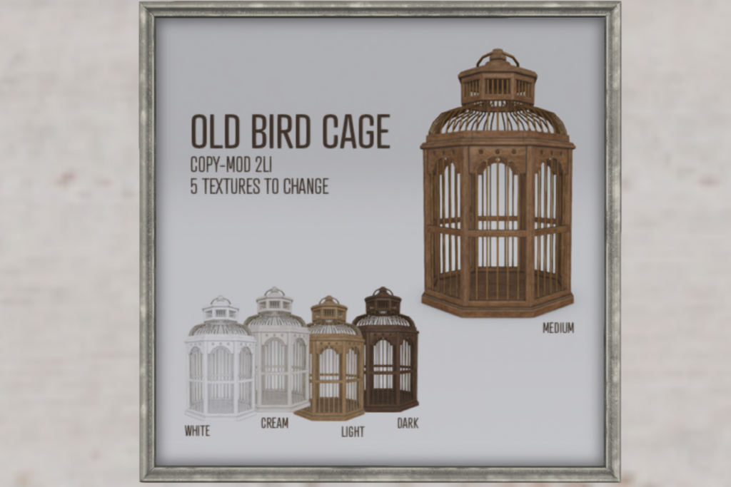 Old Bird Cage	&lt;a href=&quot;http://maps.secondlife.com/secondlife/chopsticks/128/128/0&quot;&gt;Teleport&lt;/a&gt;