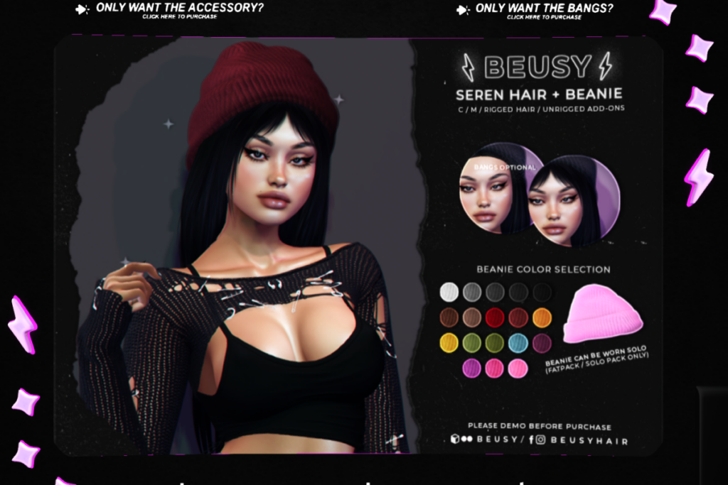 Seren Hair, L$99-L$299 each/L$499 FP