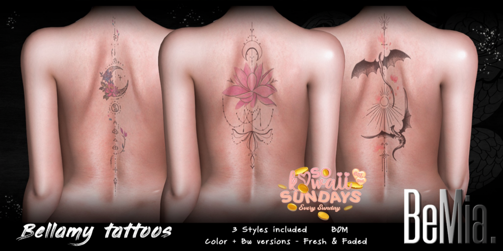 Bellamy Tattoos - BOM	&lt;a href=&quot;http://maps.secondlife.com/secondlife/Rosehaven/218/121/2501&quot;&gt;Teleport&lt;/a&gt;