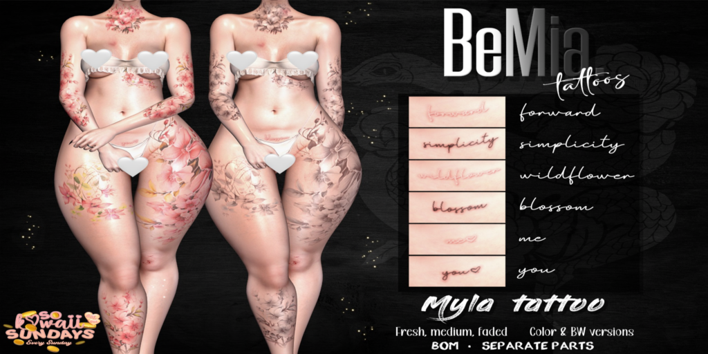 Myla Tattoo - BOM	&lt;a href=&quot;http://maps.secondlife.com/secondlife/Rosehaven/218/121/2501&quot;&gt;Teleport&lt;/a&gt;