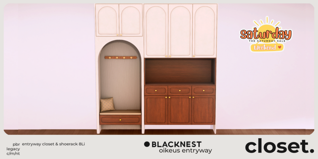 Oikeus Entryway Closet	&lt;a href=&quot;http://maps.secondlife.com/secondlife/BLACK%20NEST/233/131/21&quot;&gt;Teleport&lt;/a&gt;