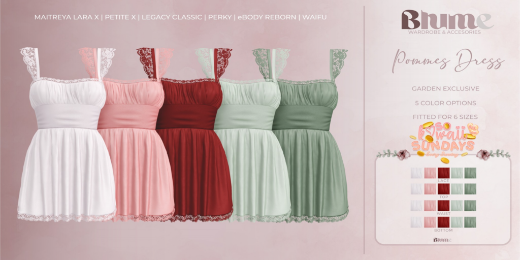 Pommes Dress - Legacy/MaitreyaX/Reborn/+mods	&lt;a href=&quot;http://maps.secondlife.com/secondlife/Bruschetta/149/45/1301&quot;&gt;Teleport&lt;/a&gt;