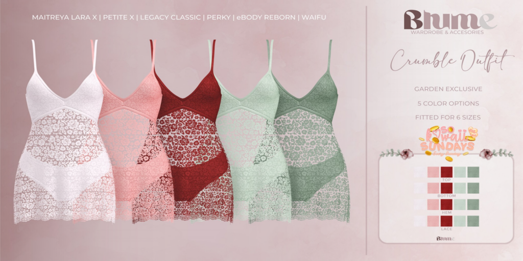Crumble Outfit - Legacy/MaitreyaX/Reborn/+mods	&lt;a href=&quot;http://maps.secondlife.com/secondlife/Bruschetta/149/46/1301&quot;&gt;Teleport&lt;/a&gt;