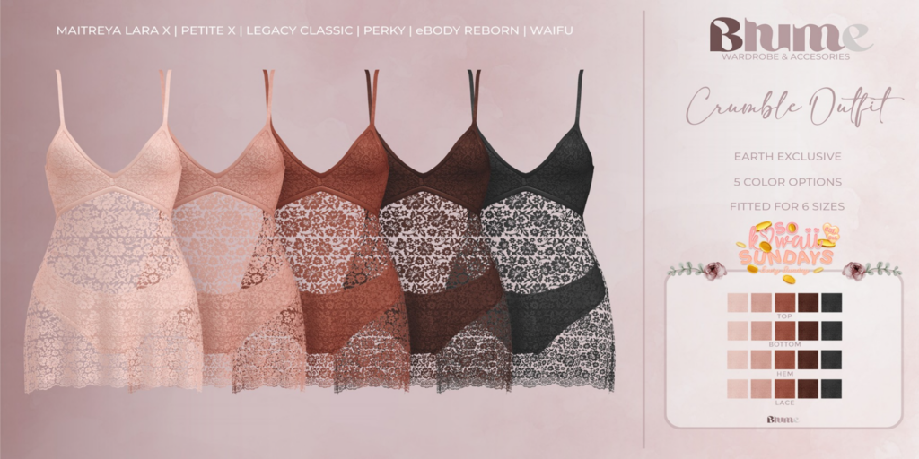 Crumble Outfit - Legacy/MaitreyaX/Reborn/+mods	&lt;a href=&quot;http://maps.secondlife.com/secondlife/Bruschetta/149/46/1301&quot;&gt;Teleport&lt;/a&gt;