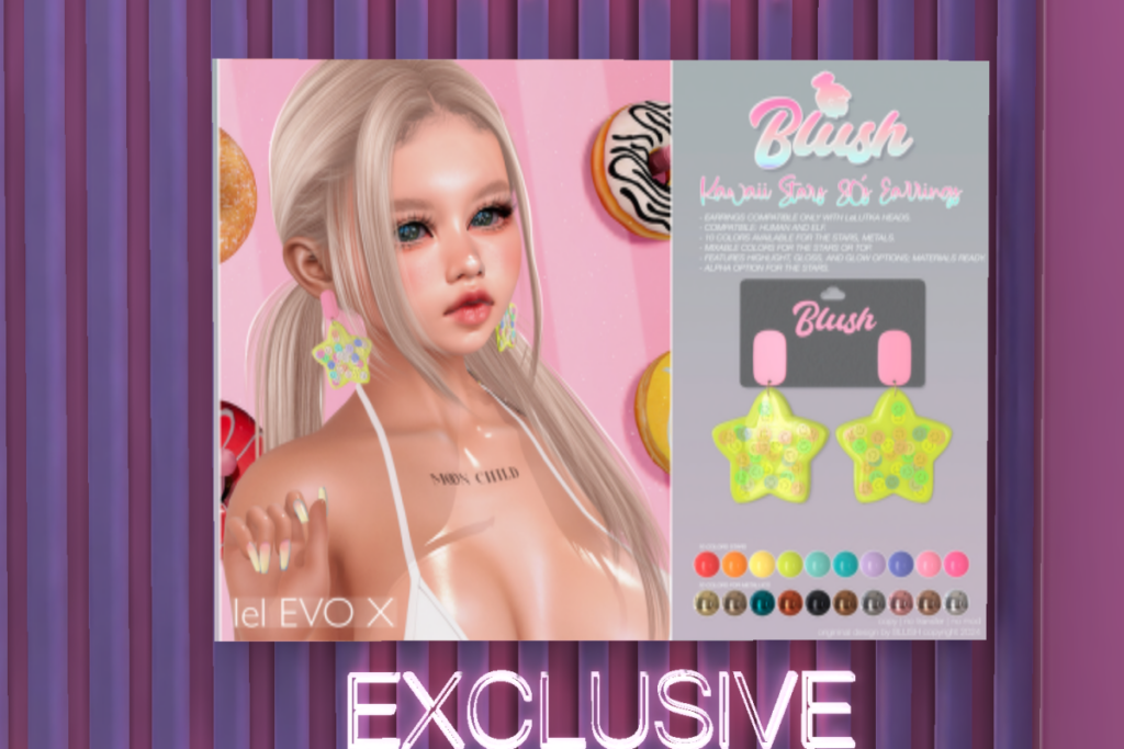 Kawaii Stars 80s Earrings, L$119