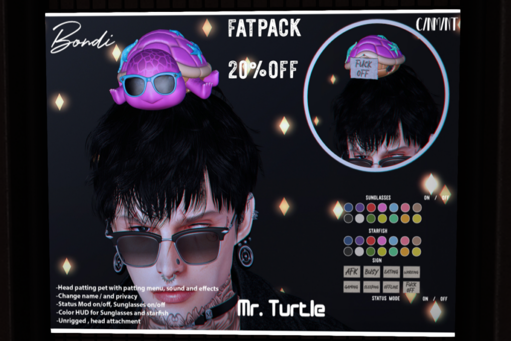 Mr Turtle, L$295 each/L$396 FP