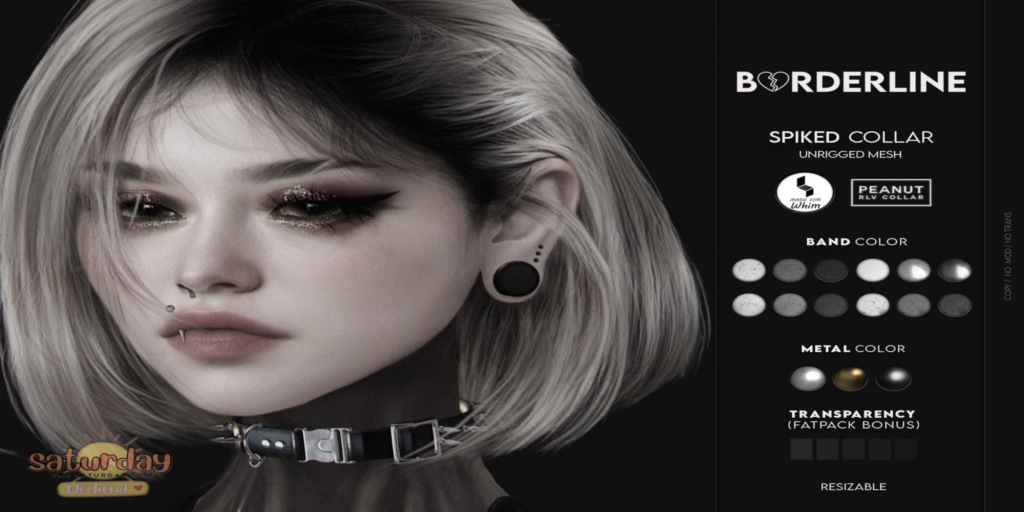 Spiked Collar	&lt;a href=&quot;http://maps.secondlife.com/secondlife/Deadlands/158/124/36&quot;&gt;Teleport&lt;/a&gt;