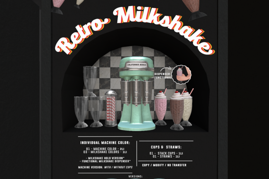 Retro Milkshake	&lt;a href=&quot;http://maps.secondlife.com/secondlife/AM%20corporate/93/83/1508&quot;&gt;Teleport&lt;/a&gt;