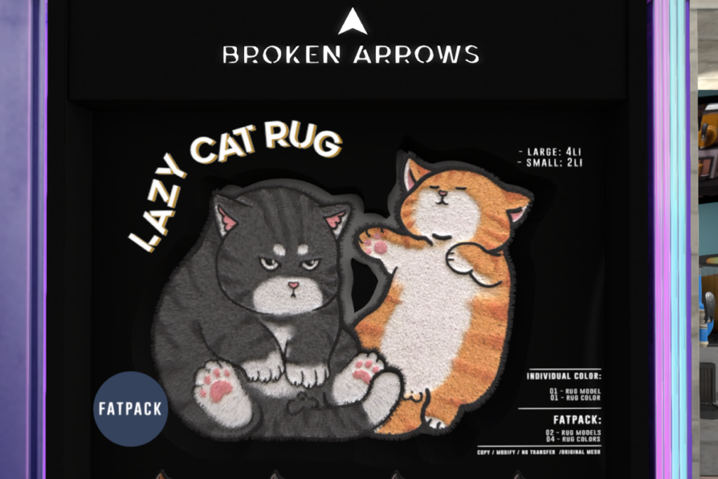 Lazy Cat Rug, L$149 each/L$399 FP