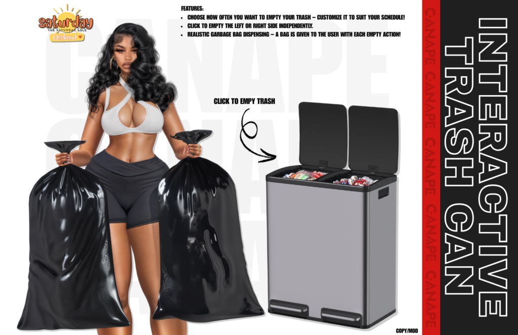 Interactive Trash Can Decor &amp; Holdable	&lt;a href=&quot;http://maps.secondlife.com/secondlife/Canape/132/129/25&quot;&gt;Teleport&lt;/a&gt;