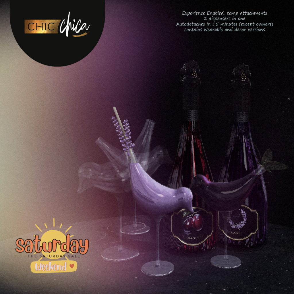 Lavender &amp; Plum Wine Dispenser	&lt;a href=&quot;http://maps.secondlife.com/secondlife/ChicLand/122/136/1502&quot;&gt;Teleport&lt;/a&gt;