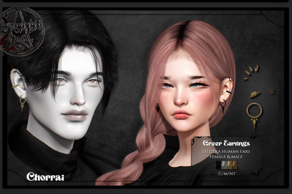 Greer Earrings - EvoX F+M Ears, L$300