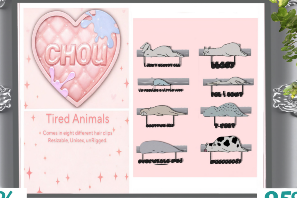 Tired Animals Hairclips, L$199 each