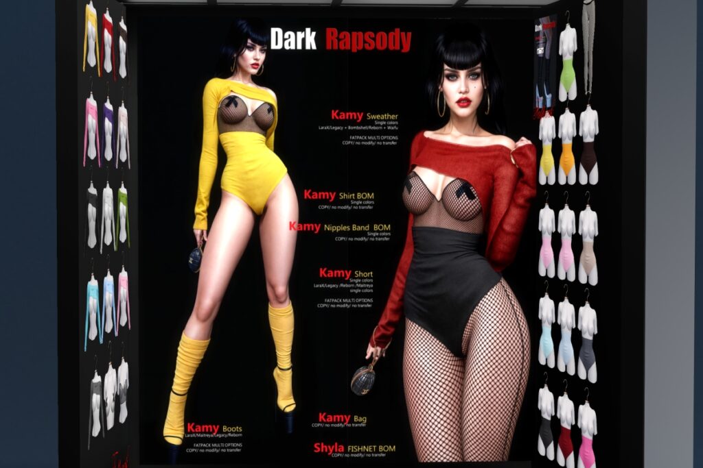 Kamy Outfit - BOM/Legacy/Maitreya/Reborn/+mods, L$199 each/L$999 FP