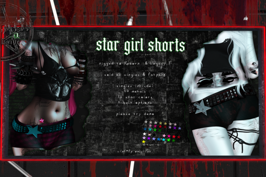 Star Girl Shorts - Legacy/Reborn, L$350 each/L$850 FP