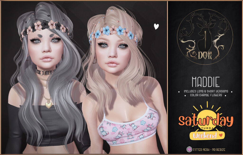 Maddie Hairstyle 	&lt;a href=&quot;https://maps.secondlife.com/secondlife/ploom/196/75/23&quot;&gt;Teleport&lt;/a&gt;