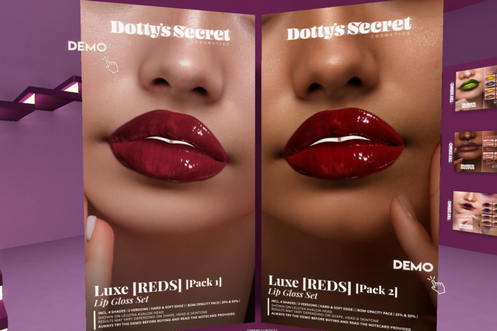 Luxe Lip Gloss Pack 1 &amp; Pack 2 - EvoX	&lt;a href=&quot;http://maps.secondlife.com/secondlife/Baedal/177/15/3000&quot; target=&quot;_blank&quot;&gt;Teleport&lt;/a&gt;