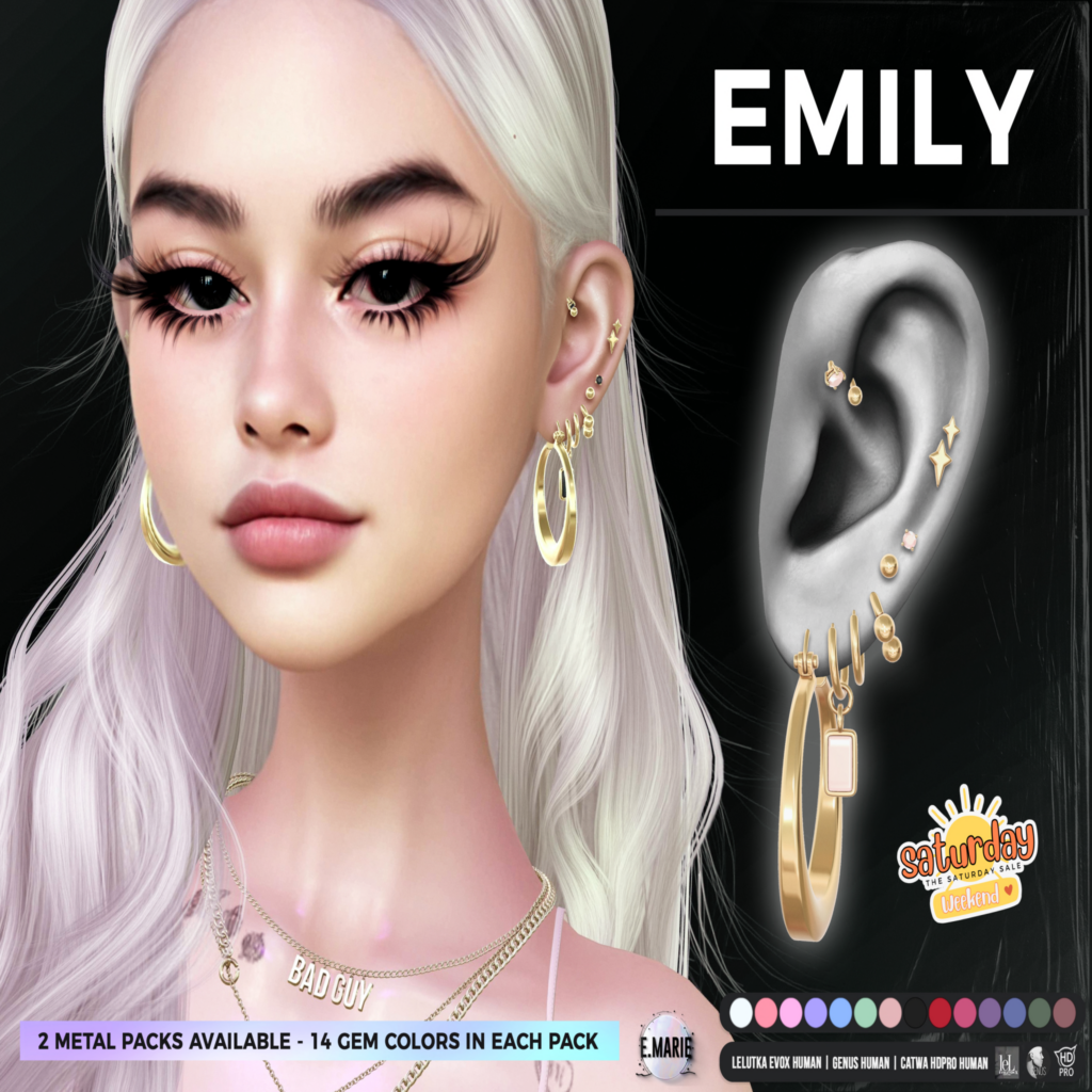 Emily Earrings - Catwa/EvoX/Genus Human	&lt;a href=&quot;http://maps.secondlife.com/secondlife/xoxo/86/130/41&quot;&gt;Teleport&lt;/a&gt;