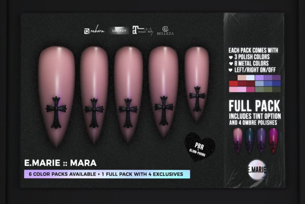 Mara Mesh Nails - GenX/Legacy/Maitreya/Reborn, L$299 each/L$1299 FP