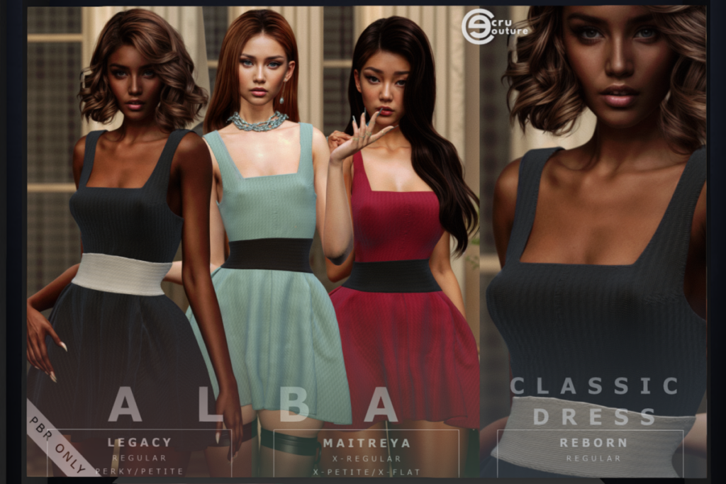 Alba Dress - Legacy/MaitreyaX/Reborn/+mods, L$399 each/L$1199 FP