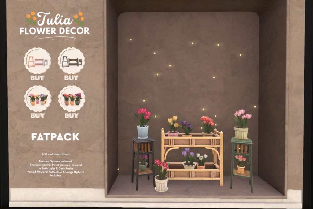 Tulia Flower Decor Set, L$199-L$249 each/L$699 FP