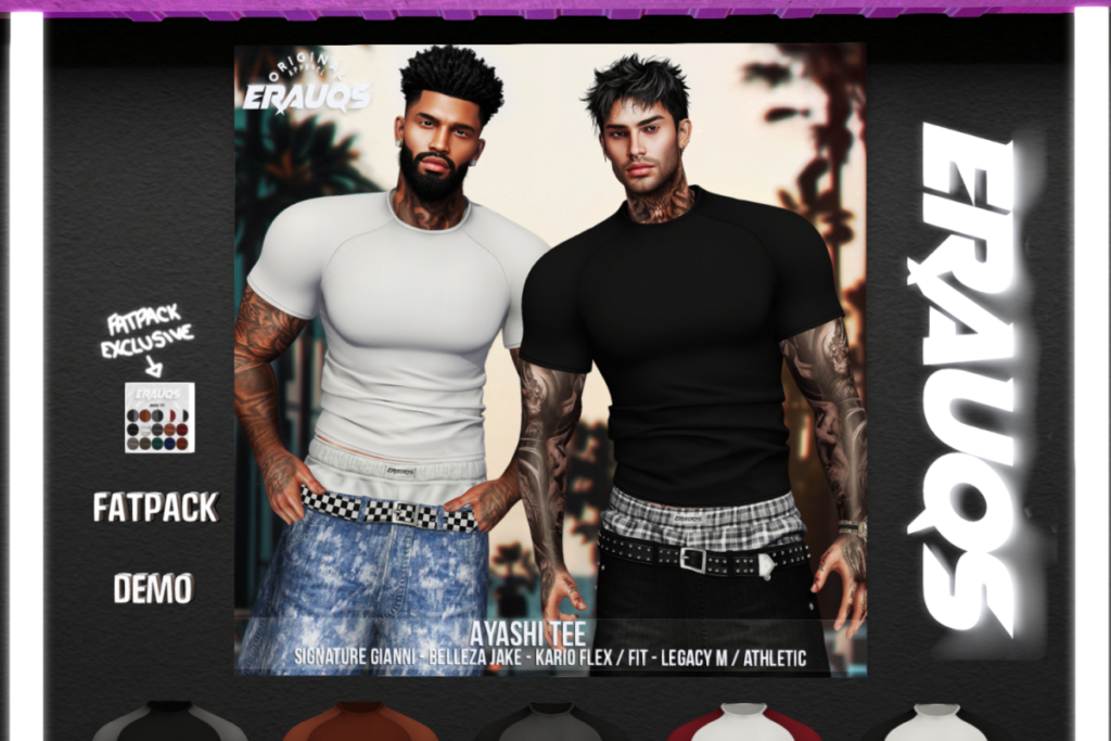 Ayashi Tee - Gianni/Jake/Kario Fit+Flex/Legacy/+mods, L$235 each/L$835 FP