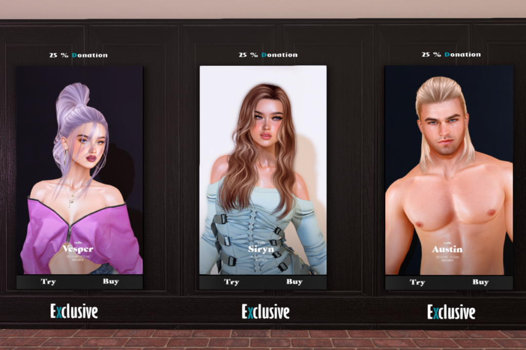 Vesper, Siryn and Austin Hair, L$390 each