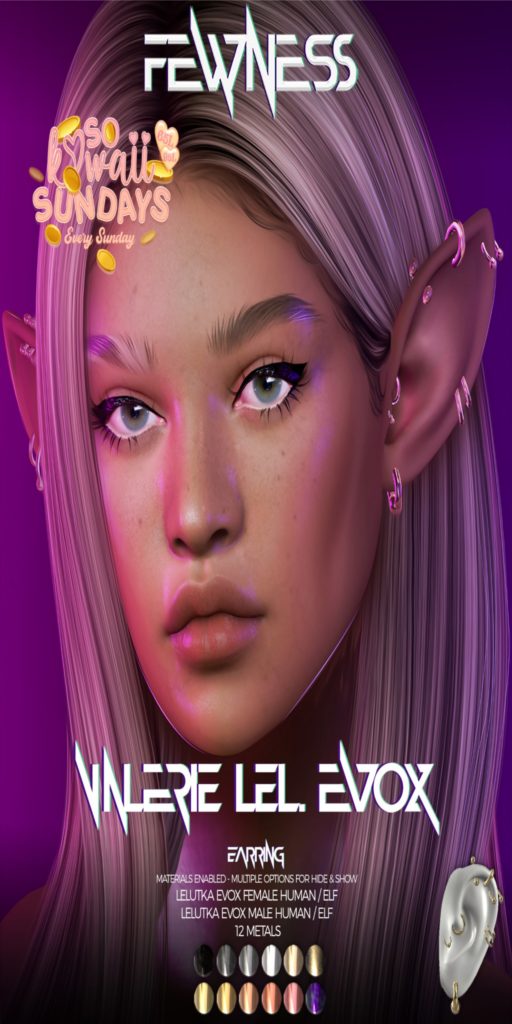 Valerie Earring - EvoX M+F Human+Elf	&lt;a href=&quot;http://maps.secondlife.com/secondlife/Moonstar/141/89/43&quot;&gt;Teleport&lt;/a&gt;
