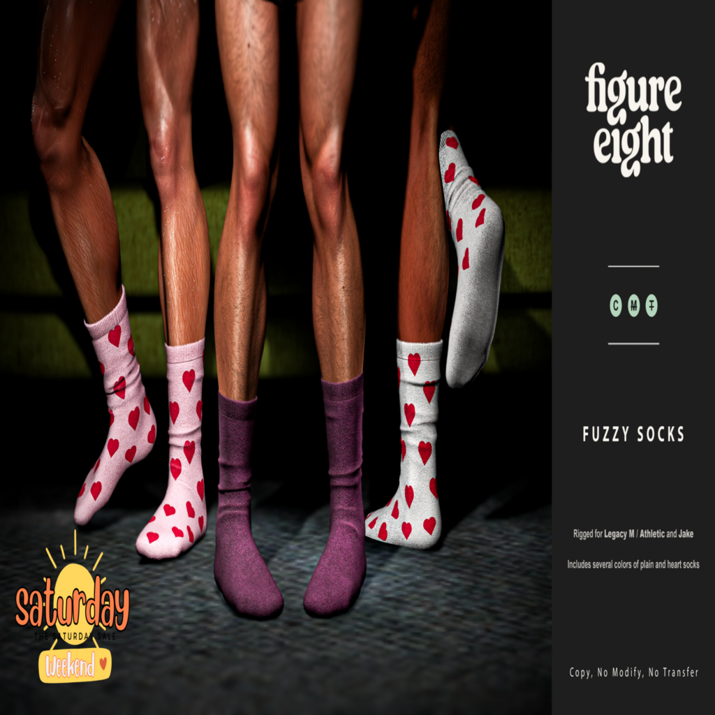 Fuzzy Socks - Jake/Legacy/+mods	&lt;a href=&quot;http://maps.secondlife.com/secondlife/Town%20Blue%20Port/142/12/2896&quot;&gt;Teleport&lt;/a&gt;