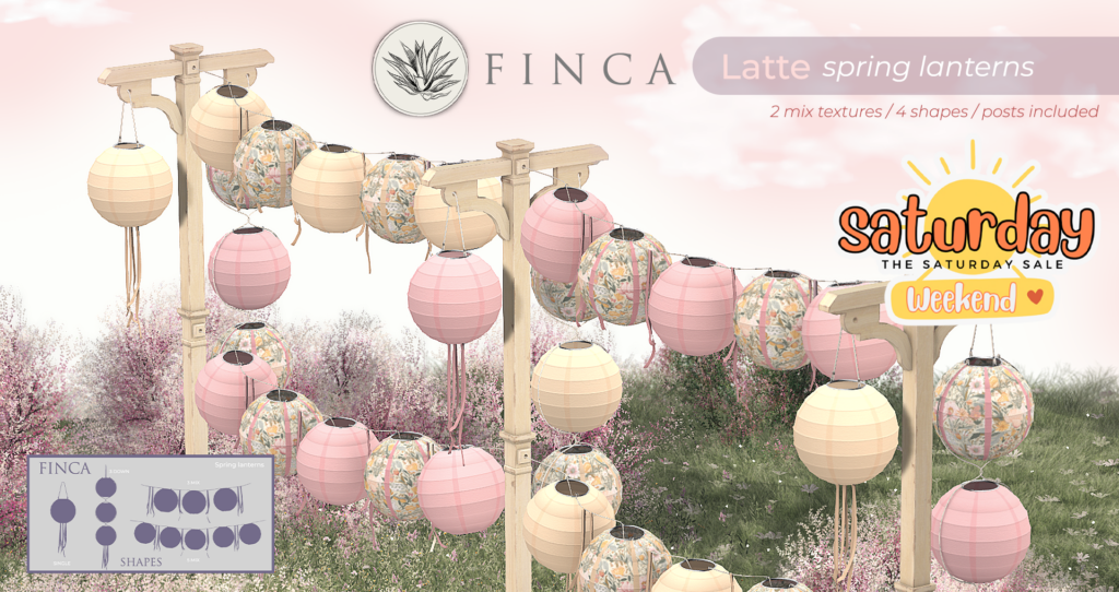 Latte Spring Lamps	&lt;a href=&quot;http://maps.secondlife.com/secondlife/FINCA/80/181/27&quot;&gt;Teleport&lt;/a&gt;