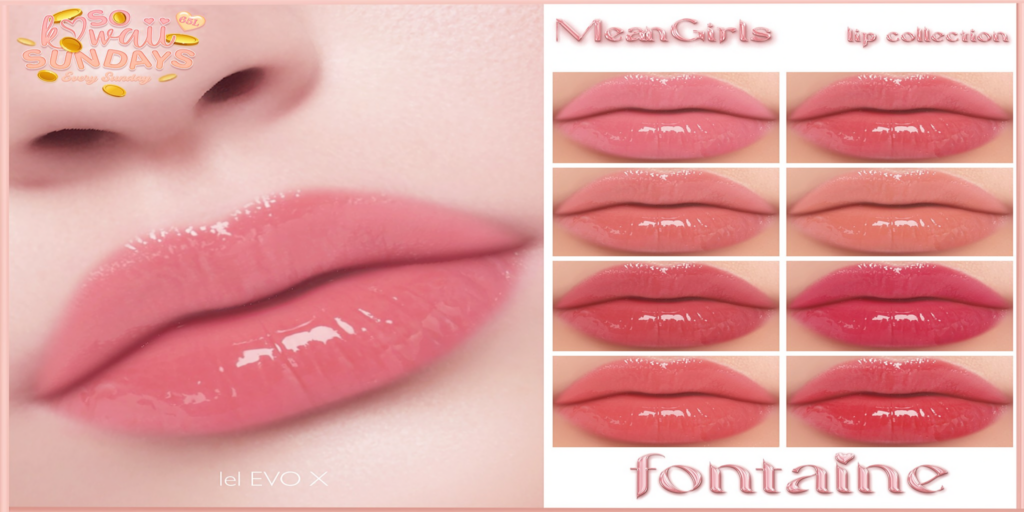 Mean Girls Lipstick - EvoX	&lt;a href=&quot;https://maps.secondlife.com/secondlife/VELOUR/66/140/83&quot;&gt;Teleport&lt;/a&gt;