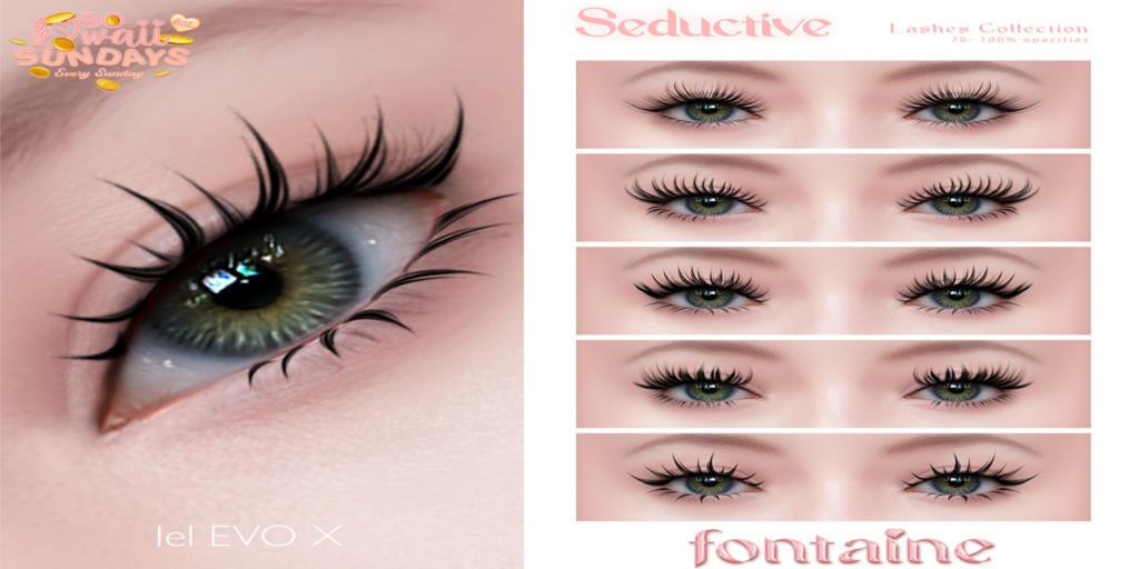 Seductive Lashes - EvoX	&lt;a href=&quot;https://maps.secondlife.com/secondlife/VELOUR/66/140/83&quot;&gt;Teleport&lt;/a&gt;