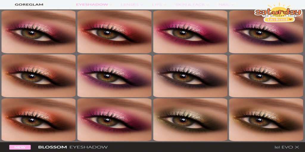 Blossom Eyeshadow - EvoX	&lt;a href=&quot;http://maps.secondlife.com/secondlife/Hidden%20Village/41/43/788&quot;&gt;Teleport&lt;/a&gt;