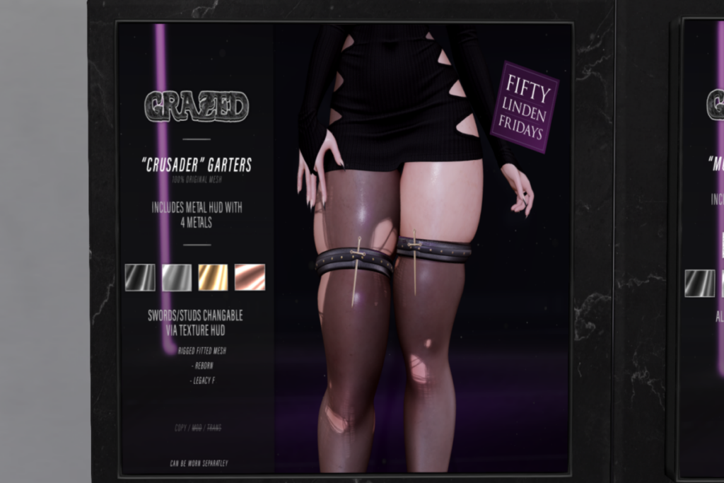 Crusader Garters - Legacy/Reborn	&lt;a href=&quot;http://maps.secondlife.com/secondlife/Huns/197/99/1401&quot;&gt;Teleport&lt;/a&gt;