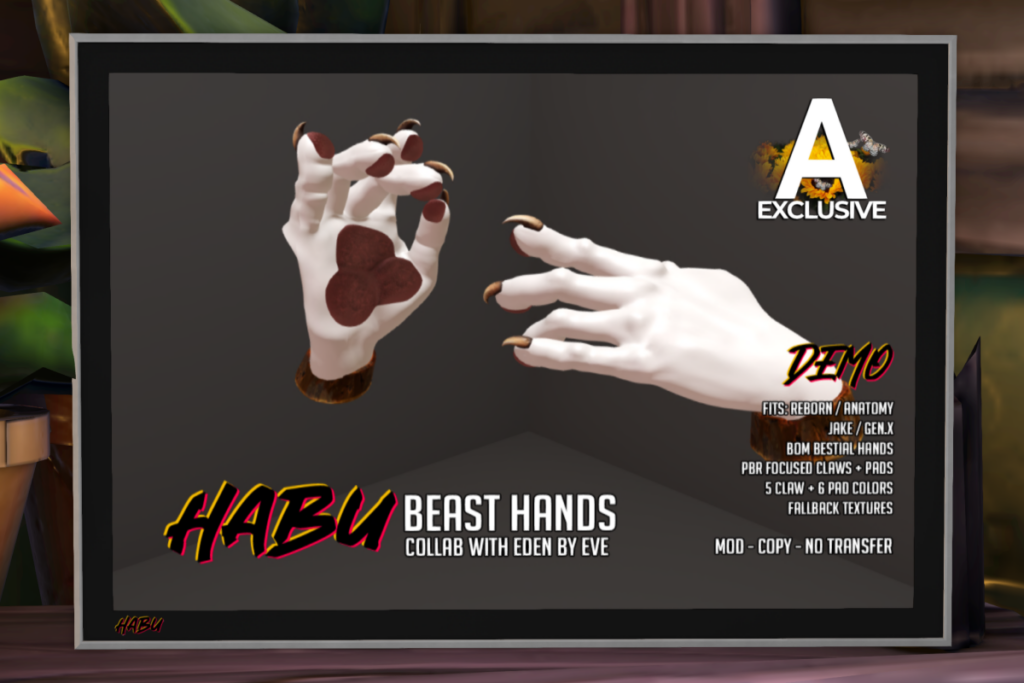 Beast Hands - Anatomy/GenX/Jake/Reborn, L$600 each