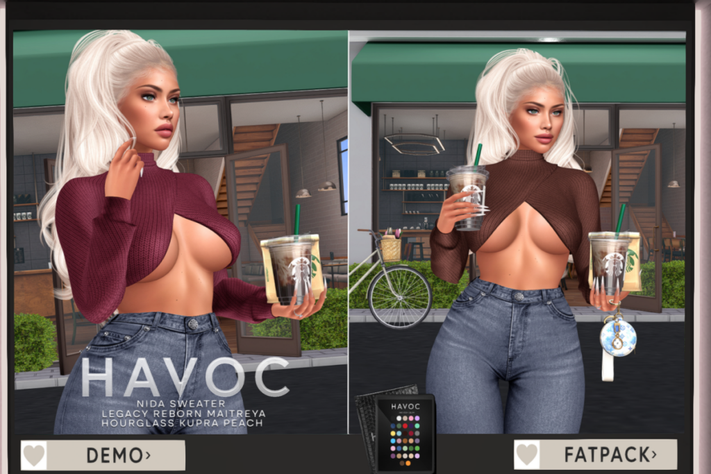 Nida Sweater - Hourglass/Inithium/Legacy/Maitreya/Peach/Reborn, L$149 each/L$999 FP