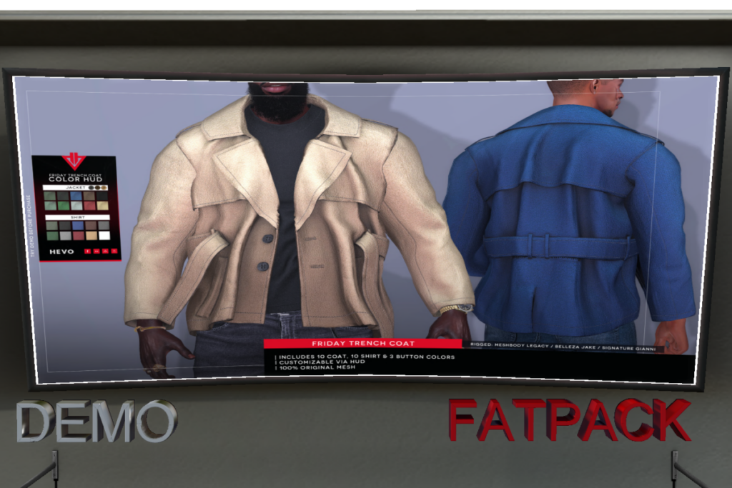 Friday Trench Coat - Gianni/Jake/Legacy, L$249 each/L$1000 FP