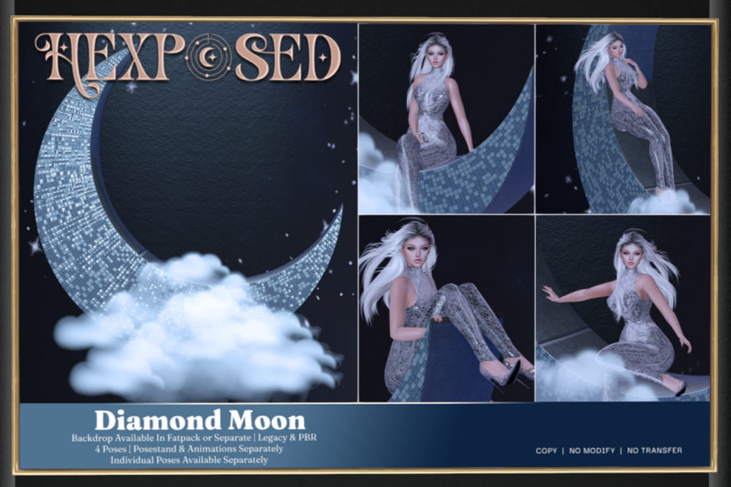 Diamond Moon Backdrop, L$399 | Diamond Moon Poses, L$399 | Diamond Moon MegaPack, L$666