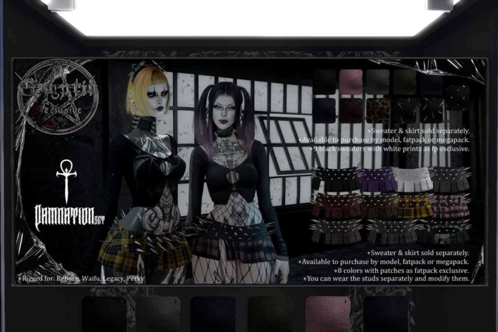 Damnation Sweater and Skirt - Legacy/Reborn/+mods, L$350 each/L$1750 each FP