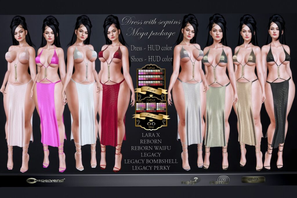 Sequins Dress Outfit - Legacy/MaitreyaX/Reborn/+mods, L$99-L$125 each/L$799 FP