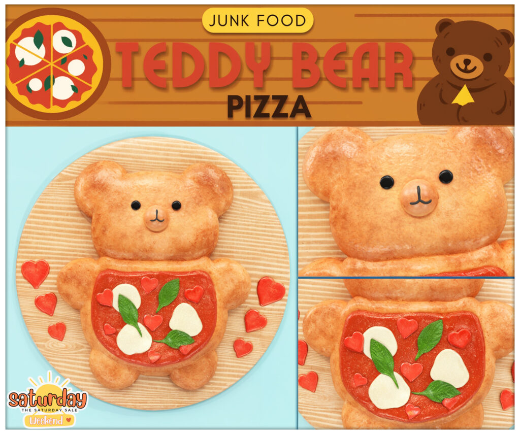 Teddy Bear Pizza Decor	&lt;a href=&quot;http://maps.secondlife.com/secondlife/Junk%20Food/192/79/36&quot;&gt;Teleport&lt;/a&gt;