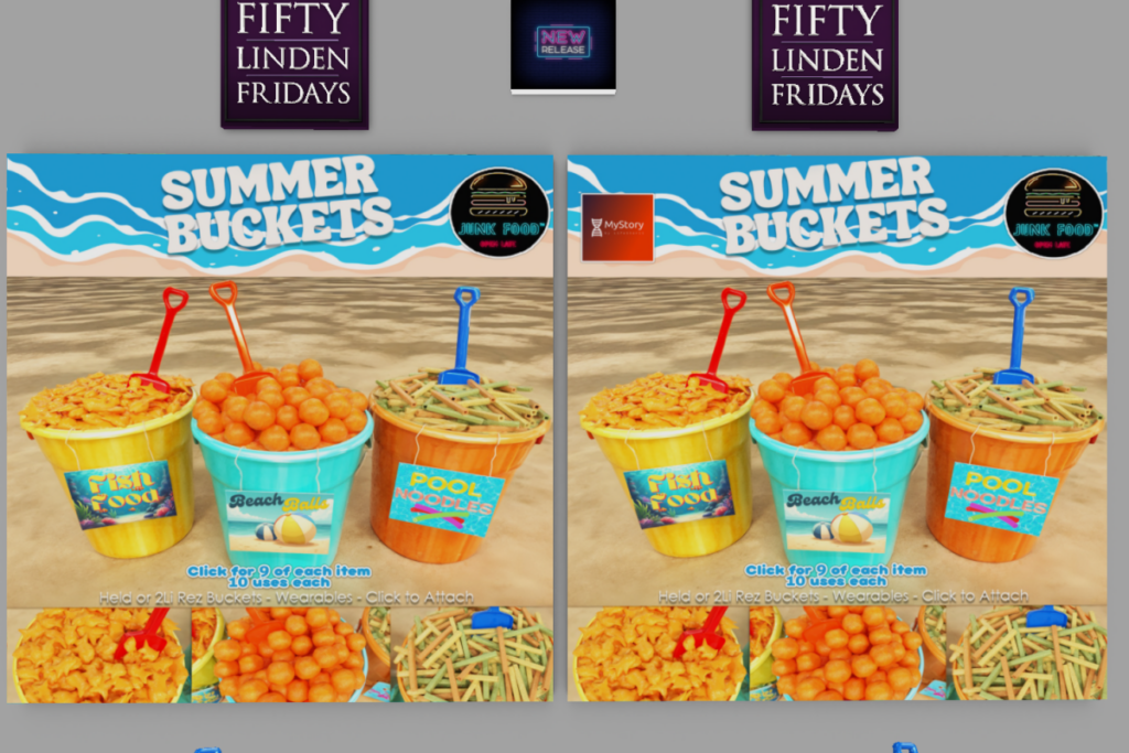 Summer Buckets	&lt;a href=&quot;http://maps.secondlife.com/secondlife/Junk%20Food/189/81/37&quot; target=&quot;_blank&quot;&gt;Teleport&lt;/a&gt;