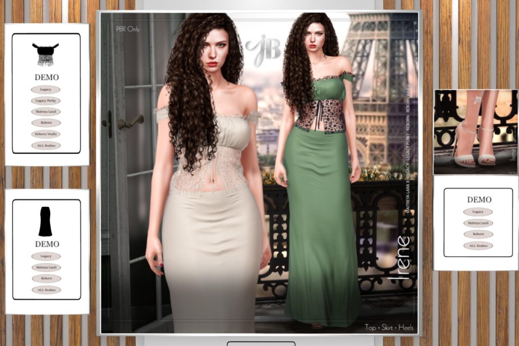 Irene Outfit - Legacy/MaitreyaX/Reborn/+mods, L$399-L$499 each Body Pack/L$849-L$1999 each FP