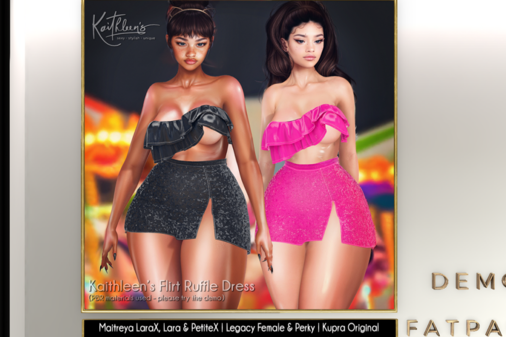 Flirt Ruffle Dress - Inithium/Legacy/MaitreyaX/Reborn/+mods, L$249 each/L$1299 FP