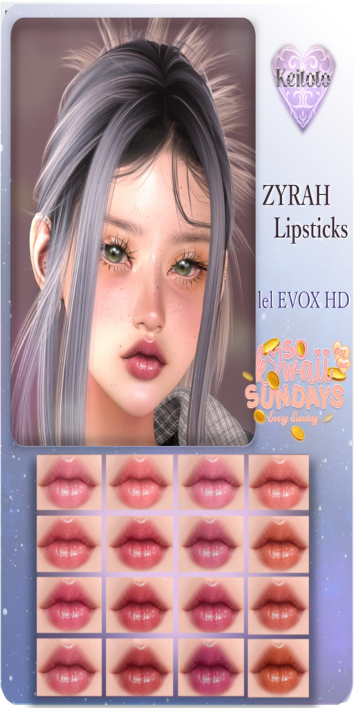 Zyrah Lipstick - EvoX	&lt;a href=&quot;http://maps.secondlife.com/secondlife/Putiki%20Fold/28/156/1551&quot;&gt;Teleport&lt;/a&gt;