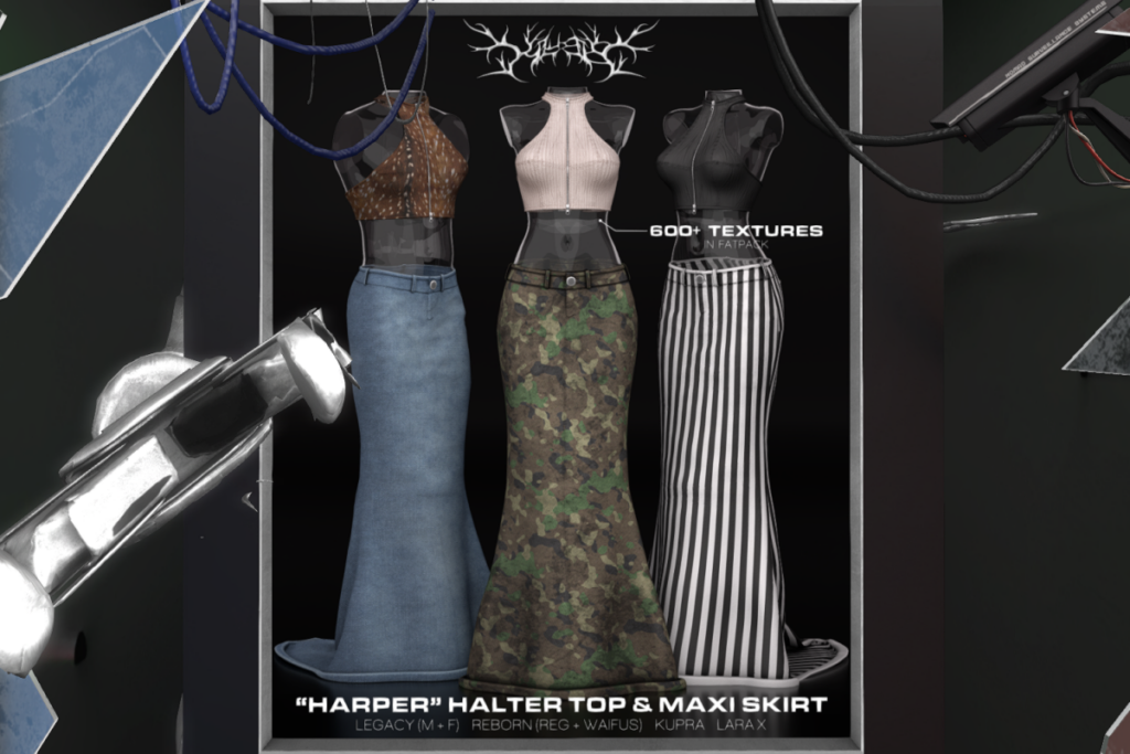 Harper Halter Top &amp; Maxi Skirt - Inithium/Legacy F+M/MaitreyaX/Reborn/+mods, L$269 each/L$1399 each FP/L$1699 MP